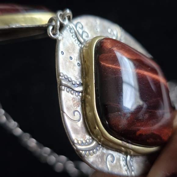 Silpada Sterling Silver Red Rocks Tigers Eye Necklace 20” - Picture 10 of 13